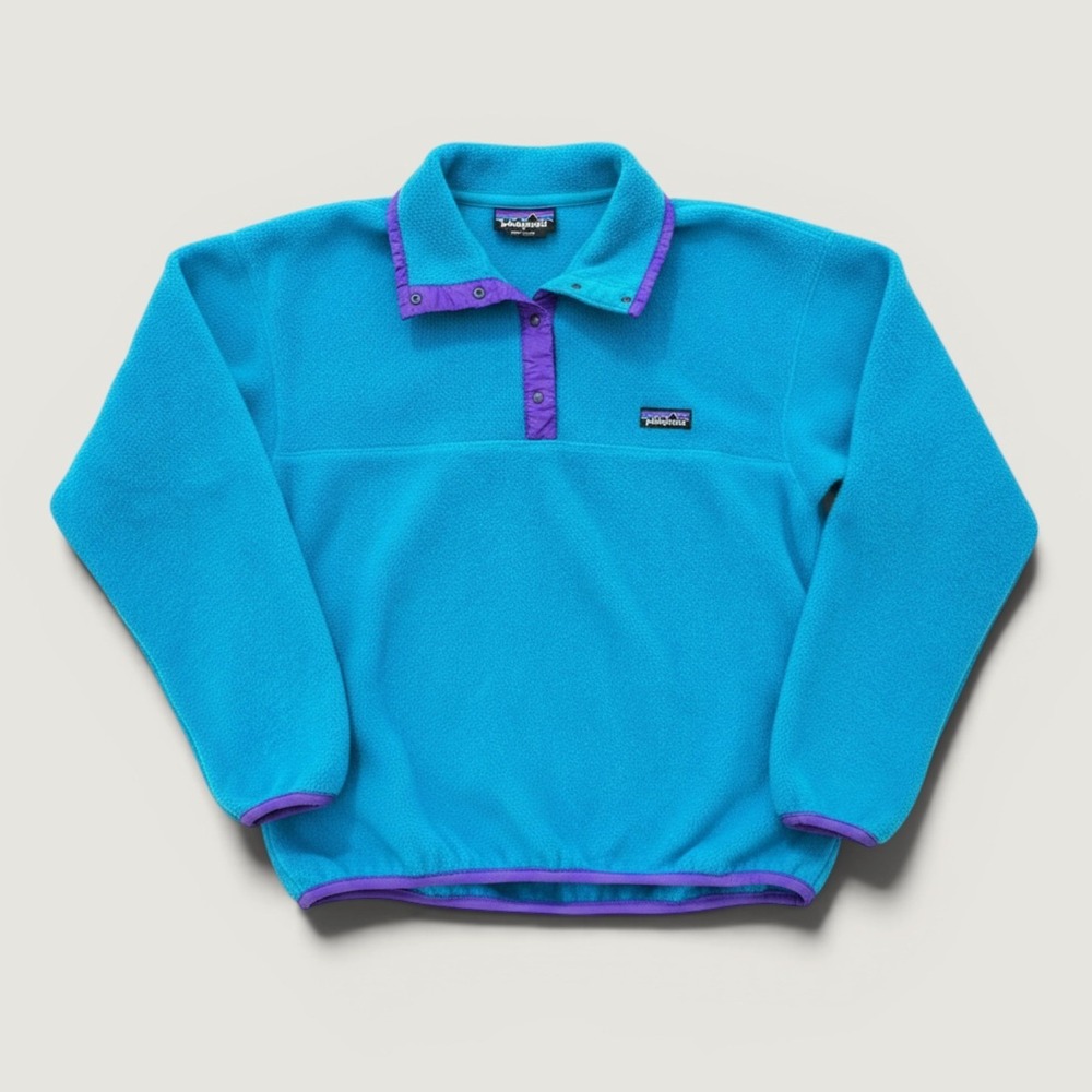 Patagonia Synchilla Snap-T Kids 9/10 Aquaberry Good Vintage Fleece Pullover USA